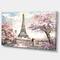 Designart - Eiffel with Pink Flowers - Landscape Canvas Art Print